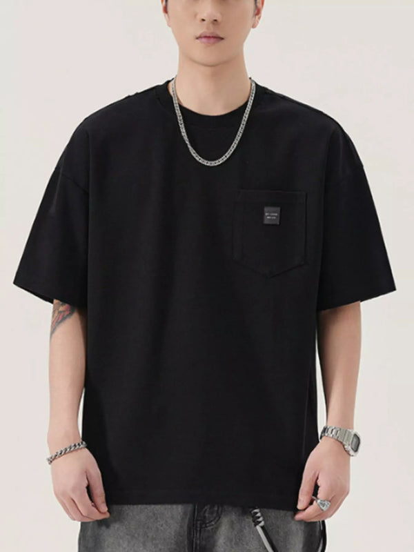 Men's Full Size Casual Solid Color Pocket T-Shirt Plus Size